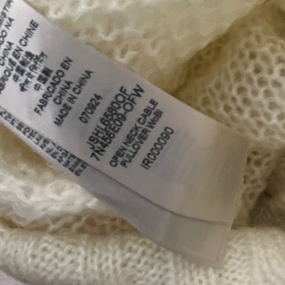 7 For All Mankind Open Neck Cable Knit Pullover Sweater M Mohair Wool 7FAM - Picture 10 of 12